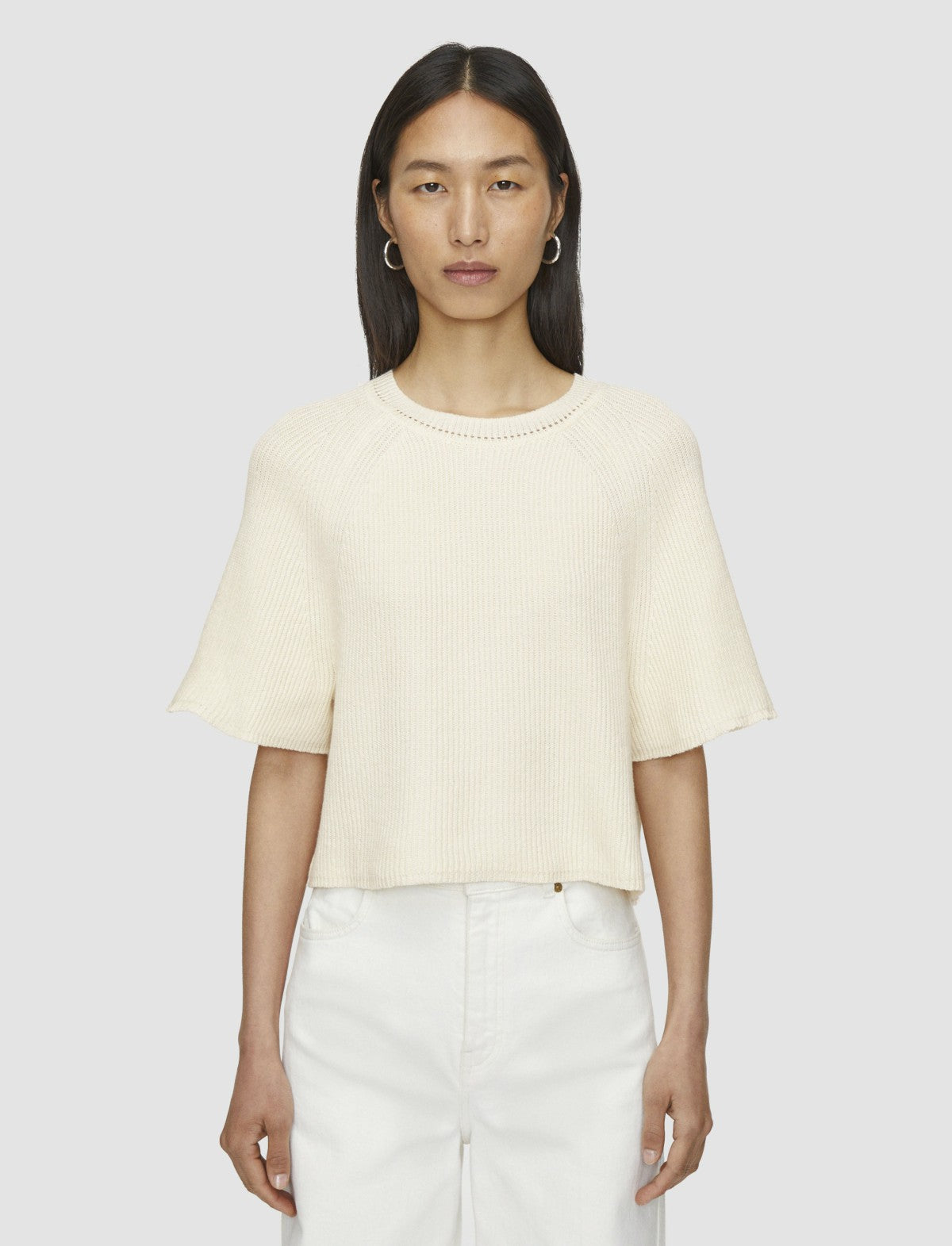 JOSEPH Fashion Women Linen Blend Knit Top Ivory