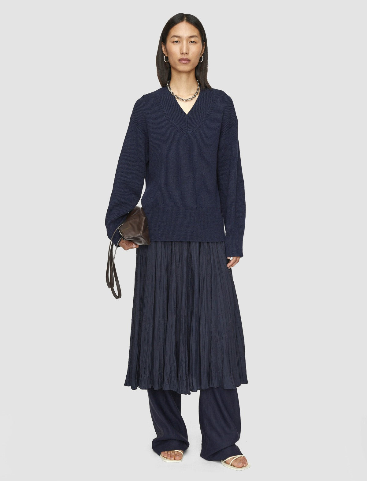 JOSEPH Fashion Women Linen Blend Knit Jumper Navy