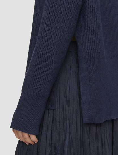 JOSEPH Fashion Women Linen Blend Knit Jumper Navy