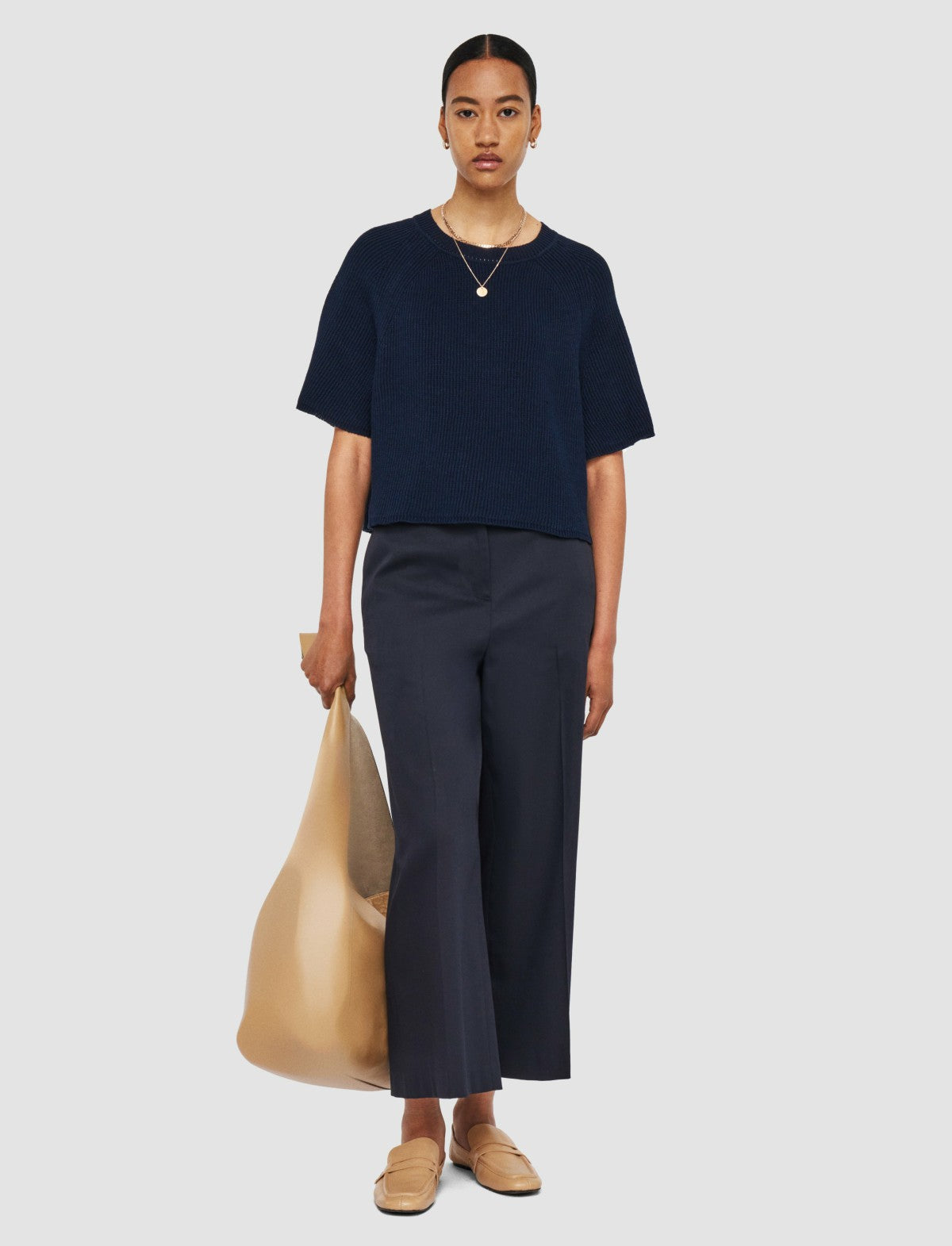 JOSEPH Fashion Women Linen Blend Knit Top Navy