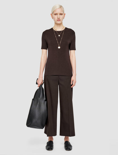 JOSEPH Fashion Women Satiny Rib Knit Top Ebony
