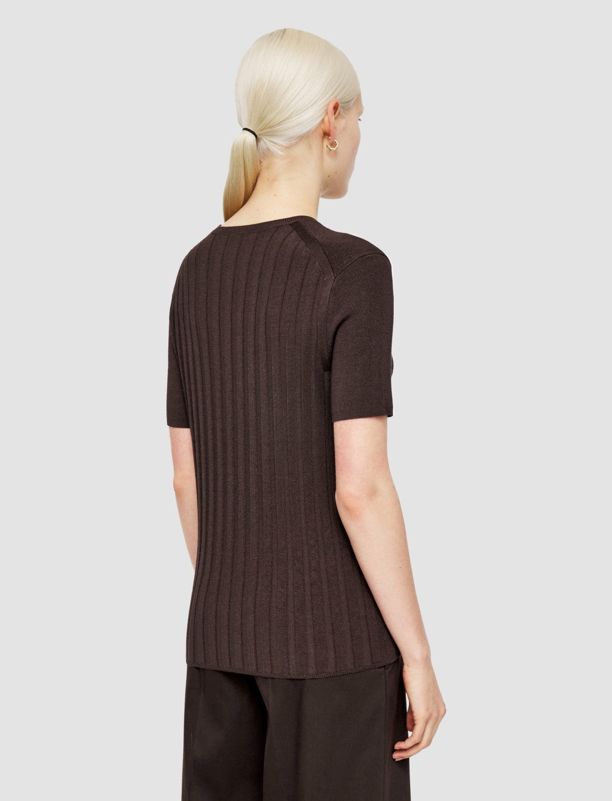 JOSEPH Fashion Women Satiny Rib Knit Top Ebony