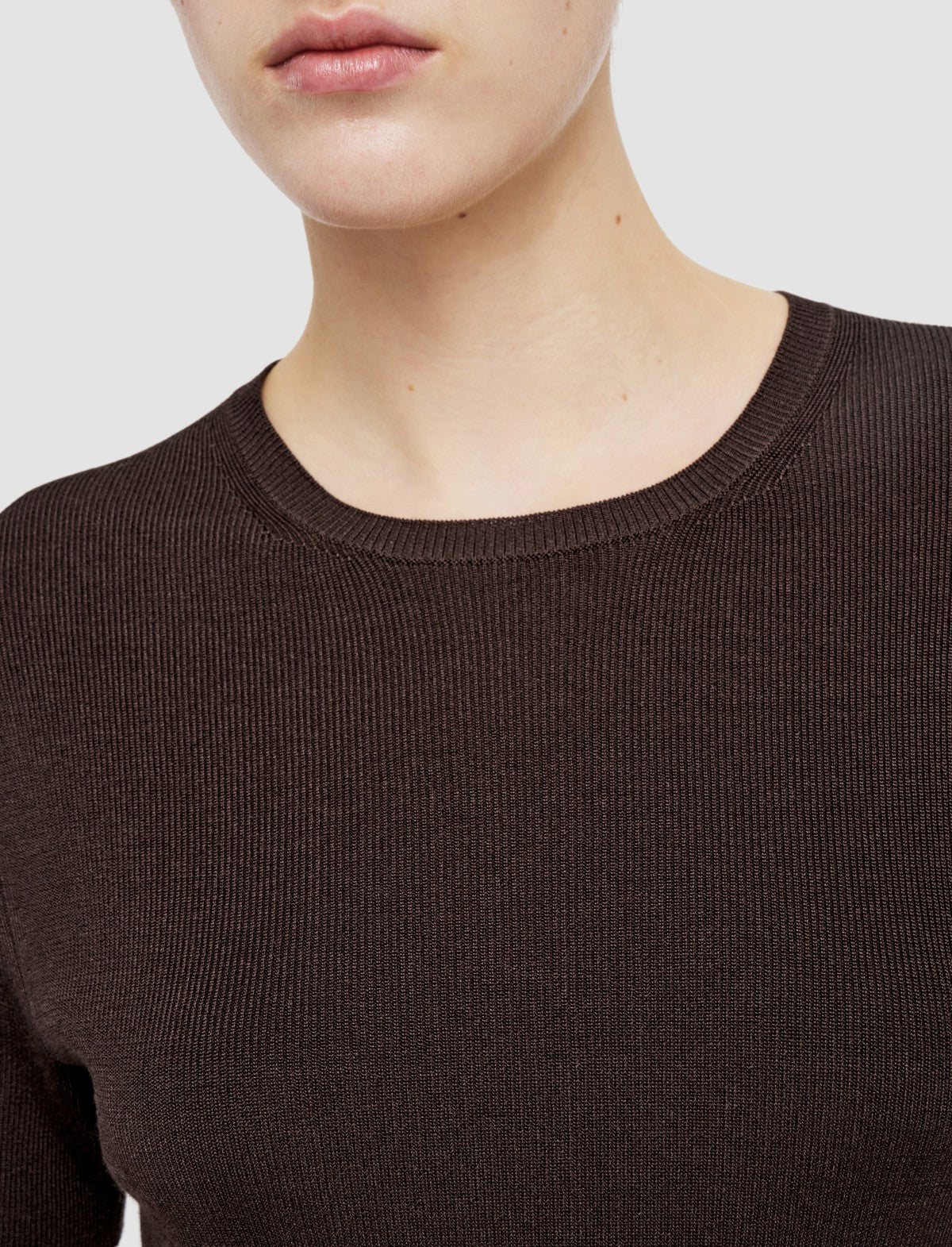 JOSEPH Fashion Women Satiny Rib Knit Top Ebony