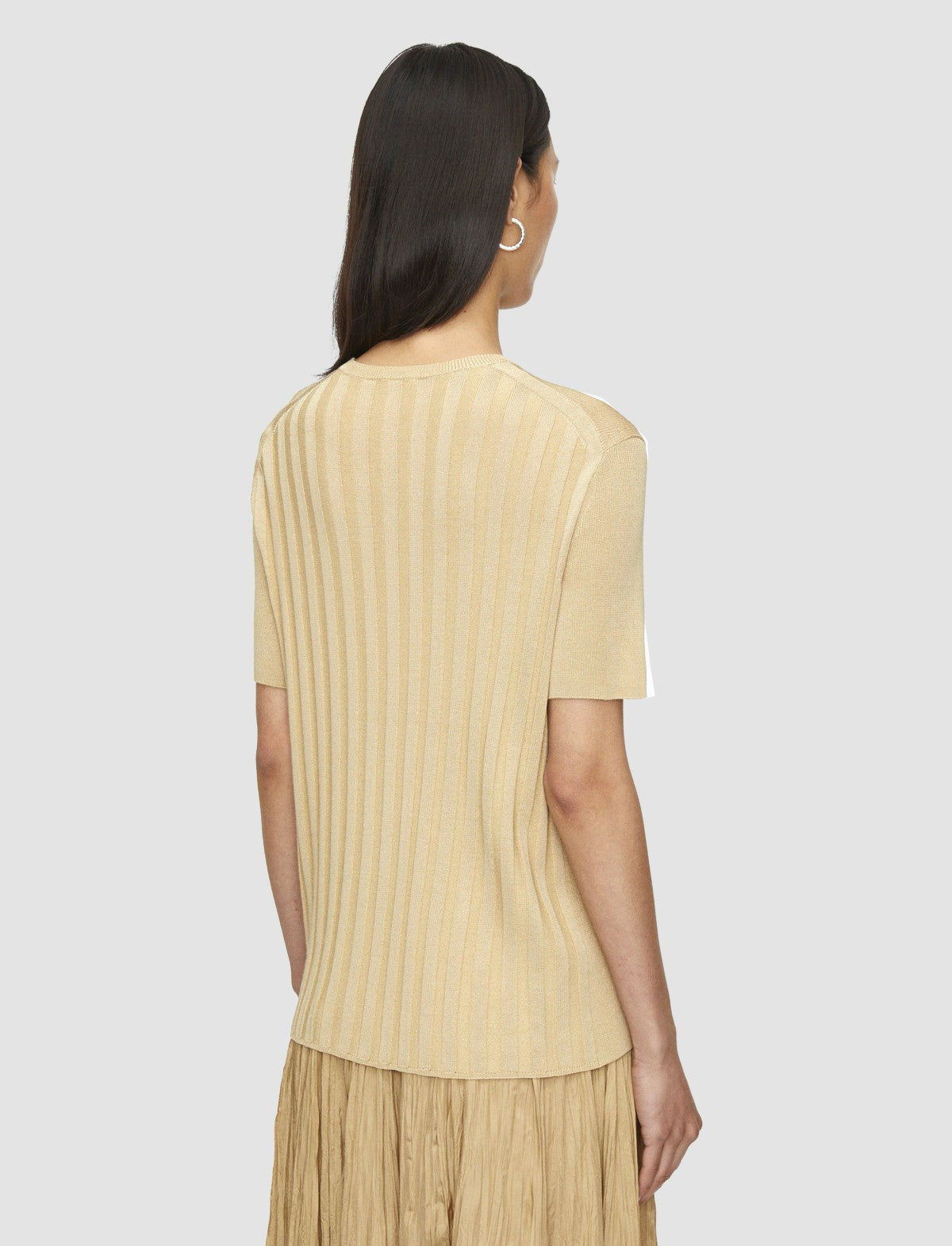 JOSEPH Fashion Women Satiny Rib Knit Top Desert Sand