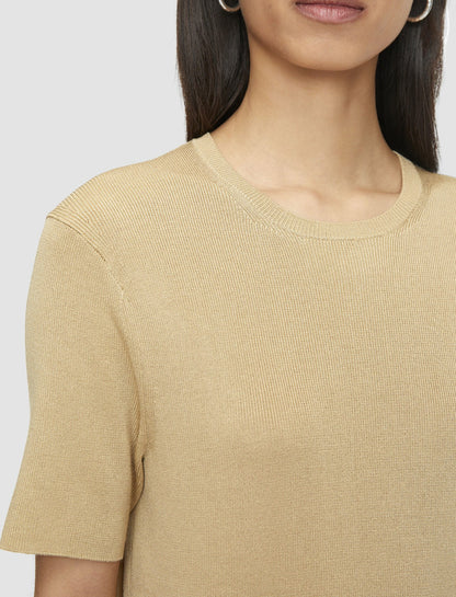 JOSEPH Fashion Women Satiny Rib Knit Top Desert Sand