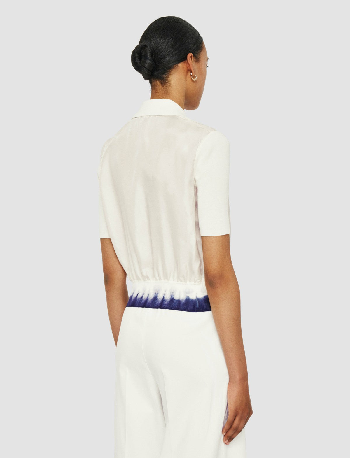 JOSEPH Fashion Women Knit Woven Cardigan Ivory/Navy