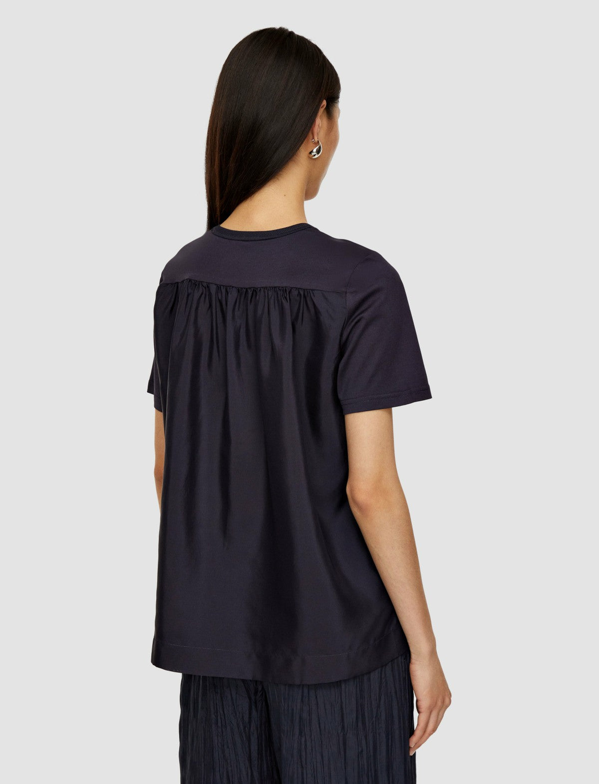 JOSEPH Fashion Women Jersey Habotai Silk Top Navy