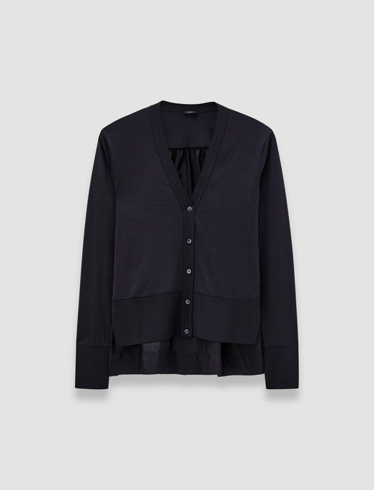 JOSEPH Fashion Women Jersey Habotai Silk Cardigan Navy