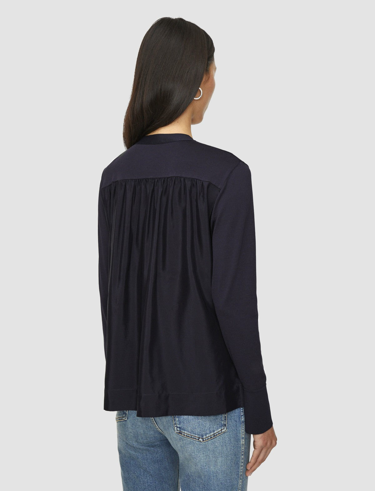 JOSEPH Fashion Women Jersey Habotai Silk Cardigan Navy