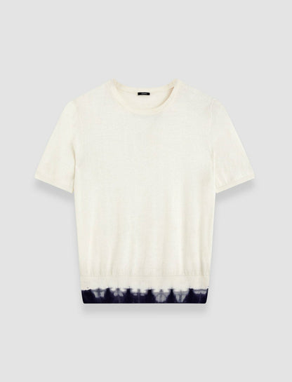 JOSEPH Fashion Women Silk Cotton Knit Top Ivory/Navy
