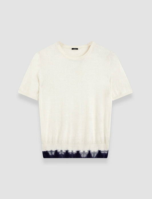 JOSEPH Fashion Women Silk Cotton Knit Top Ivory/Navy