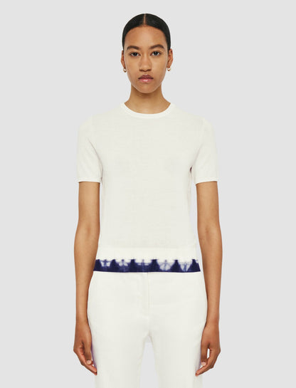 JOSEPH Fashion Women Silk Cotton Knit Top Ivory/Navy