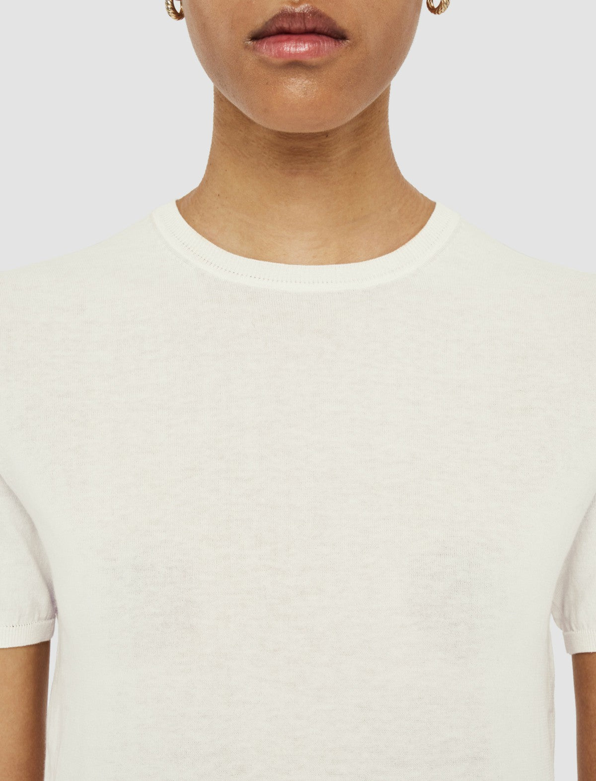 JOSEPH Fashion Women Silk Cotton Knit Top Ivory/Navy