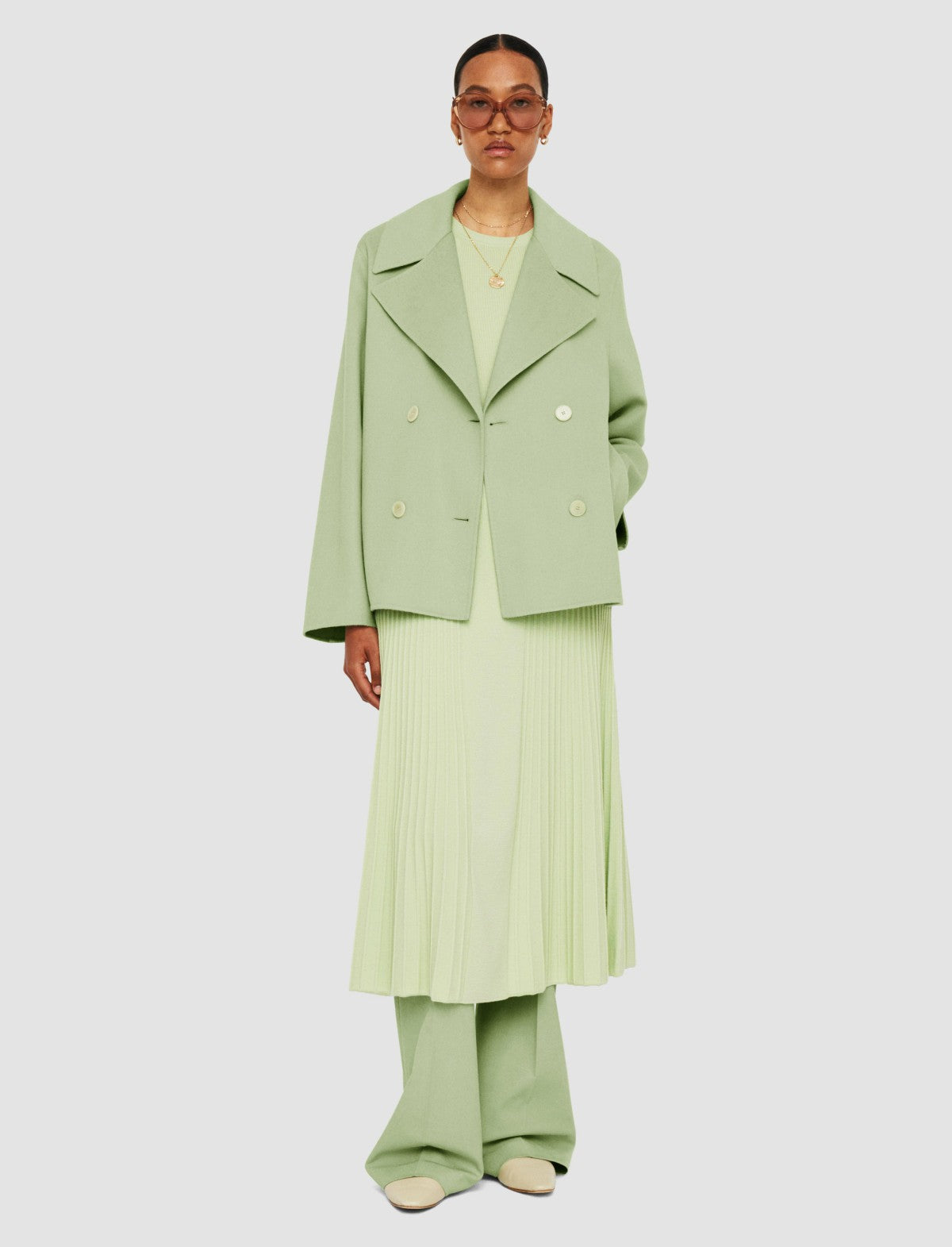 JOSEPH Fashion Women Gilkes Light Double Face Jacket Matcha