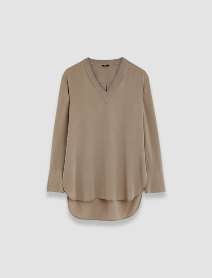 JOSEPH Fashion Women Miller Crepe de Soie Silk Blouse Escargot