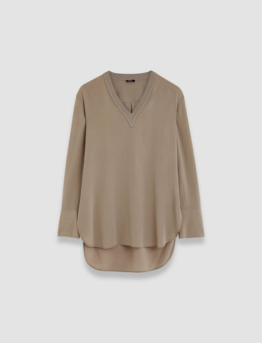 JOSEPH Fashion Women Miller Crepe de Soie Silk Blouse Escargot