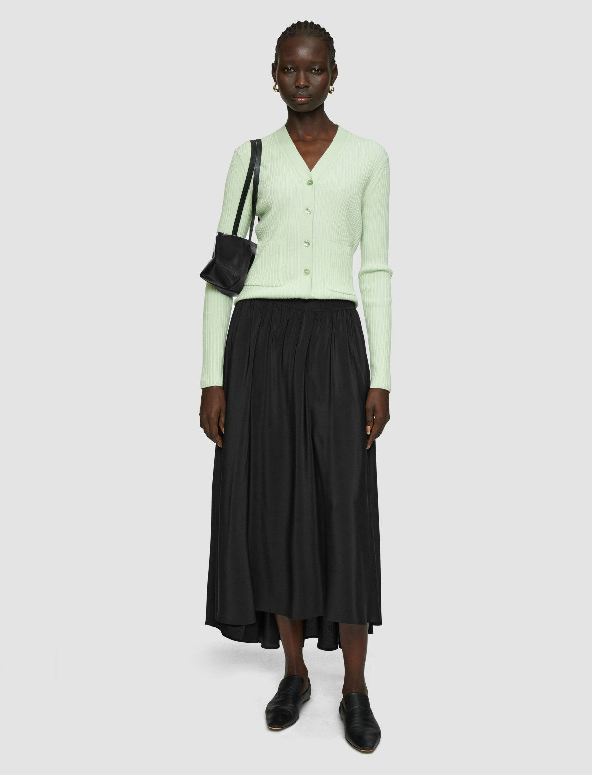 JOSEPH Fashion Women Violet Crepe de Soie Silk Skirt Black