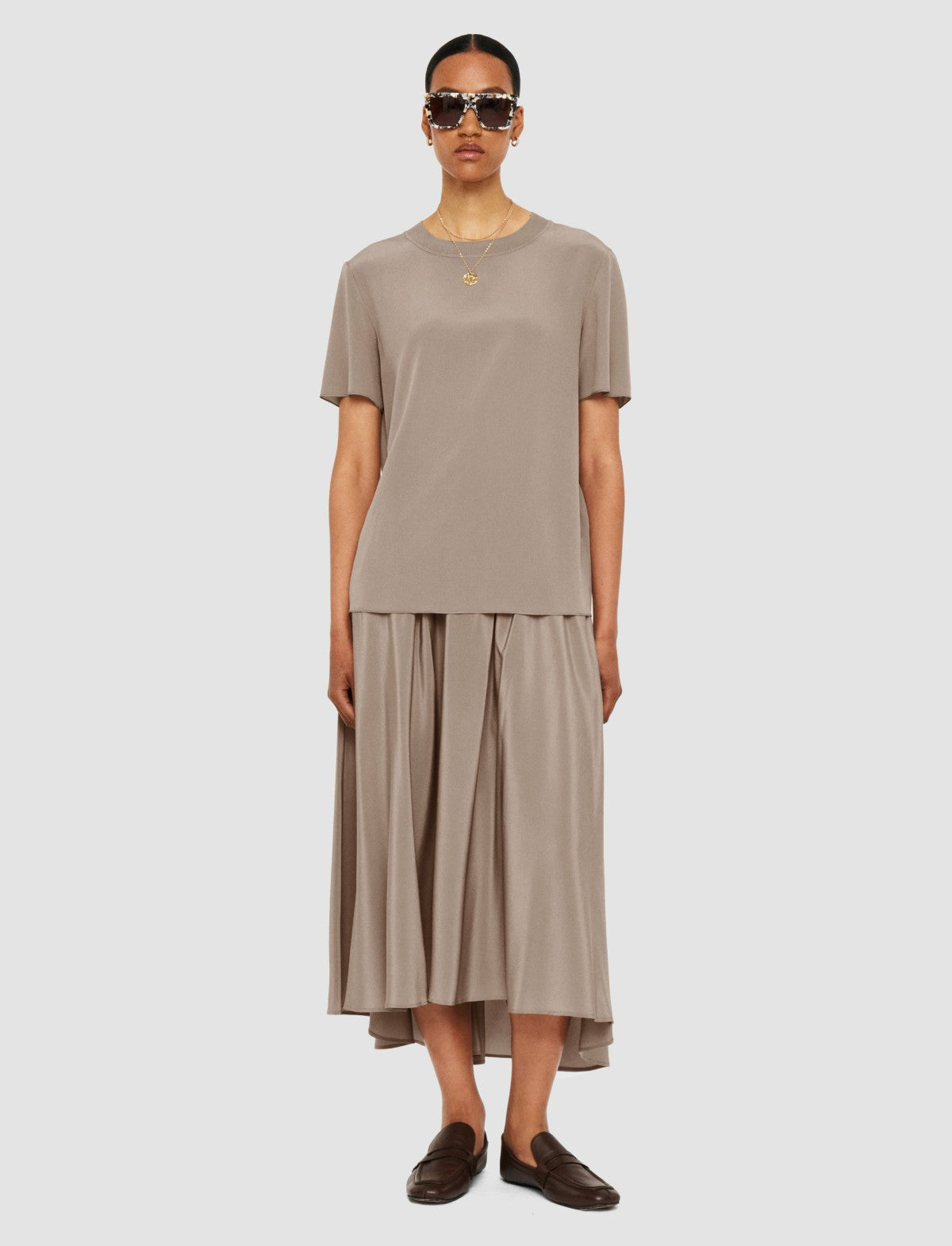 JOSEPH Fashion Women Rubin Crepe de Soie Silk Blouse Escargot