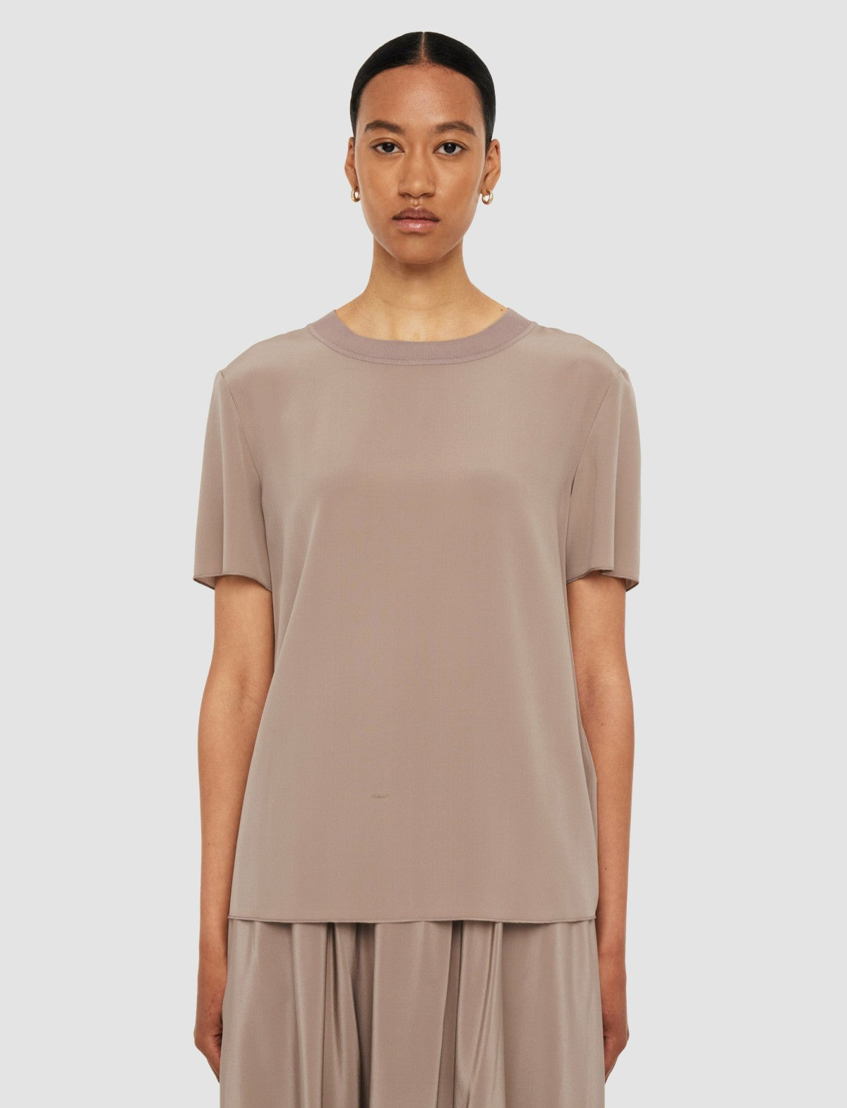 JOSEPH Fashion Women Rubin Crepe de Soie Silk Blouse Escargot