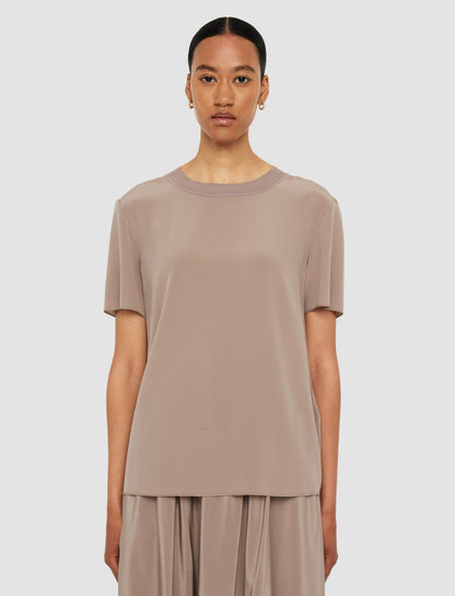JOSEPH Fashion Women Rubin Crepe de Soie Silk Blouse Escargot