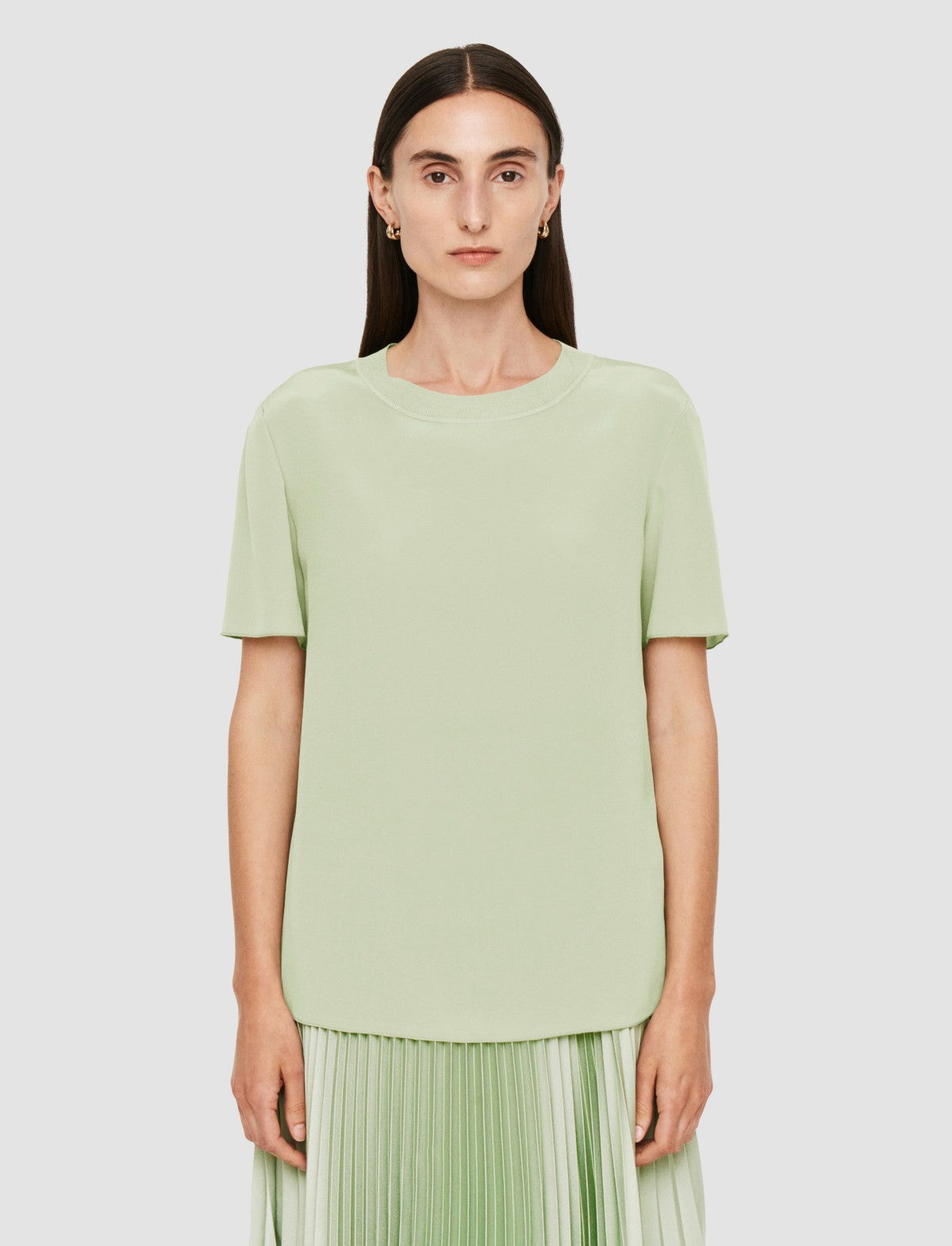 JOSEPH Fashion Women Rubin Crepe de Soie Silk Blouse Matcha