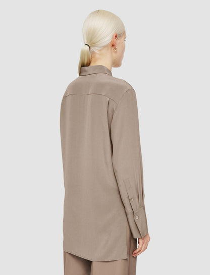 JOSEPH Fashion Women Bold Crepe de Soie Silk Blouse Escargot