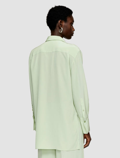 JOSEPH Fashion Women Bold Crepe de Soie Silk Blouse Matcha