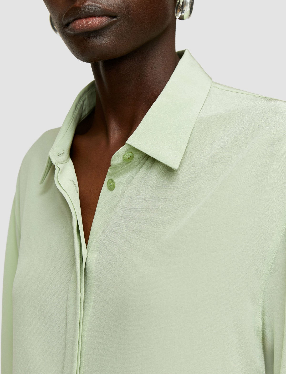 JOSEPH Fashion Women Bold Crepe de Soie Silk Blouse Matcha