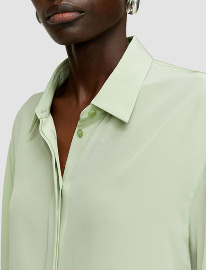 JOSEPH Fashion Women Bold Crepe de Soie Silk Blouse Matcha