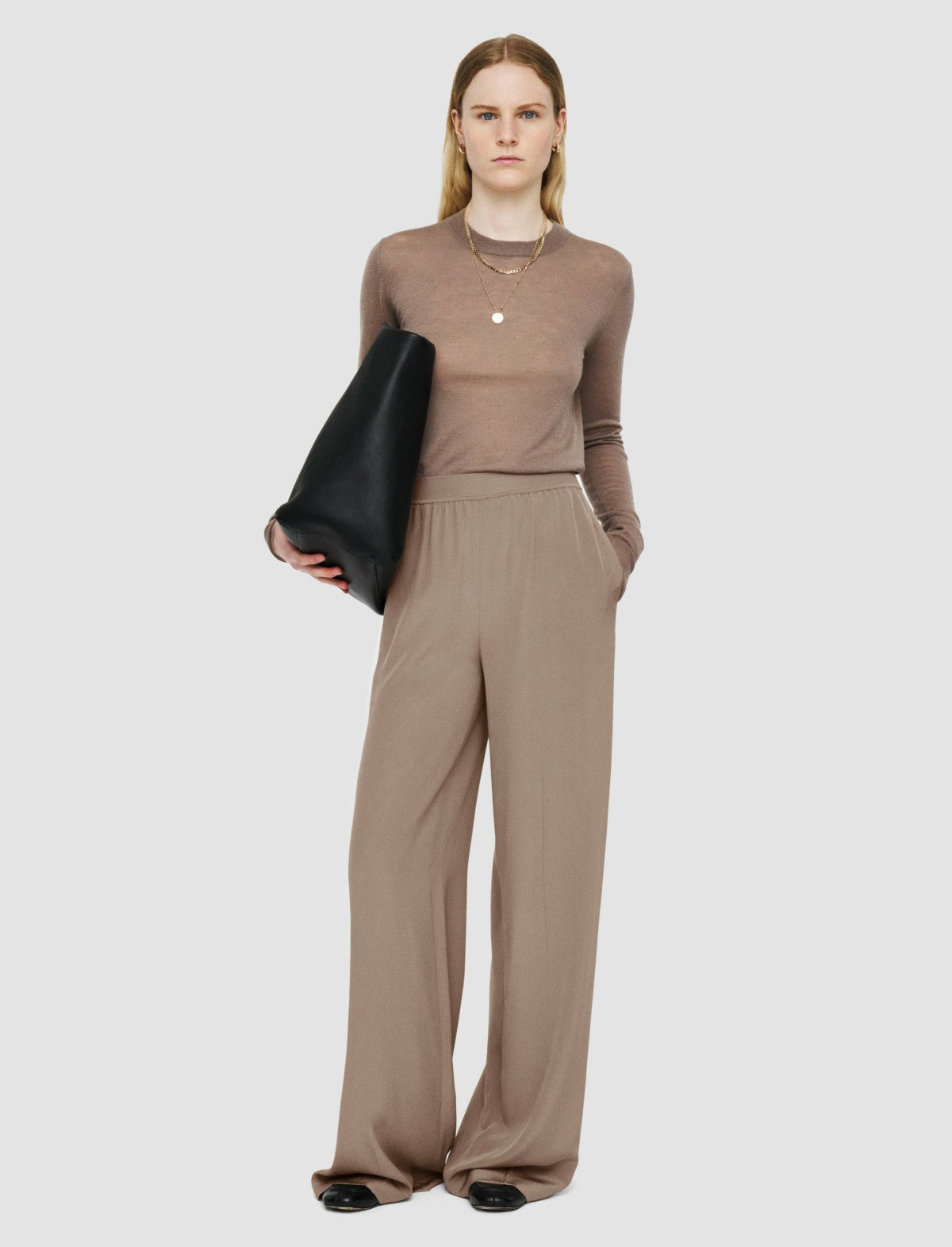 JOSEPH Fashion Women Hulin Crepe de Soie Silk Trousers Escargot