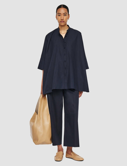 JOSEPH Fashion Women Congo Poplin Cotton Shirt Navy