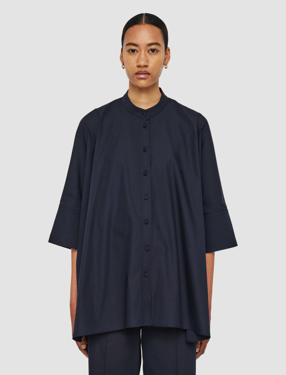 JOSEPH Fashion Women Congo Poplin Cotton Shirt Navy