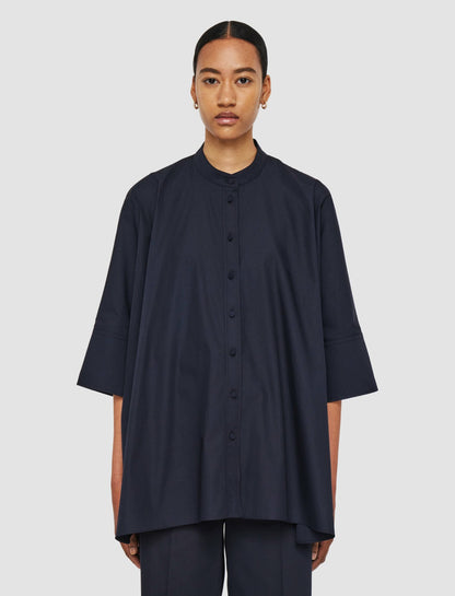 JOSEPH Fashion Women Congo Poplin Cotton Shirt Navy