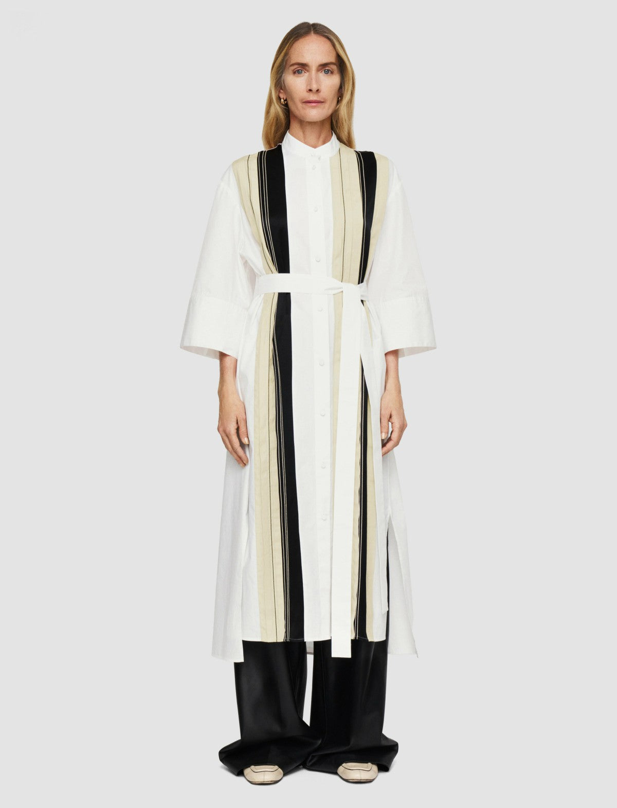 JOSEPH Fashion Women Mederic Poplin Colour Block Dress Black/White/Quail