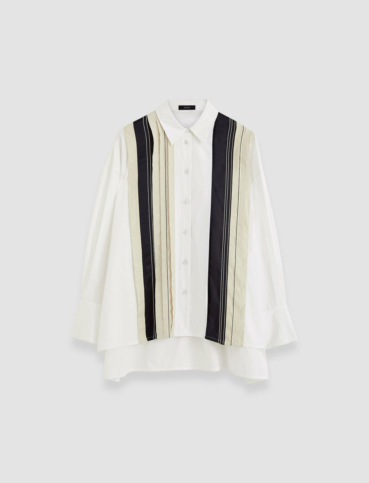JOSEPH Fashion Women Bacar Poplin Colour Block Shirt. Black/White/Quail