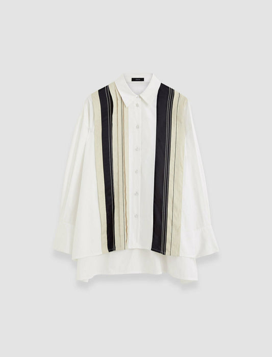 JOSEPH Fashion Women Bacar Poplin Colour Block Shirt. Black/White/Quail