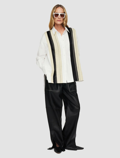 JOSEPH Fashion Women Bacar Poplin Colour Block Shirt. Black/White/Quail