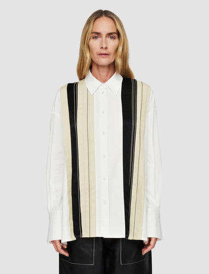 JOSEPH Fashion Women Bacar Poplin Colour Block Shirt. Black/White/Quail