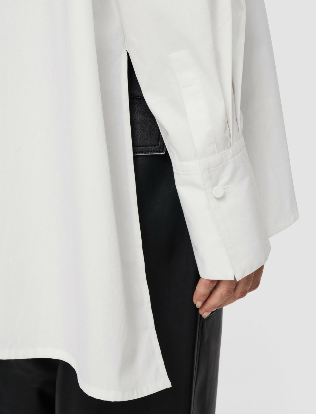 JOSEPH Fashion Women Bacar Poplin Colour Block Shirt. Black/White/Quail