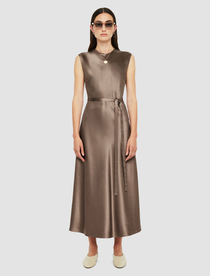 JOSEPH Fashion Women Garnier Silk Satin Dress Escargot