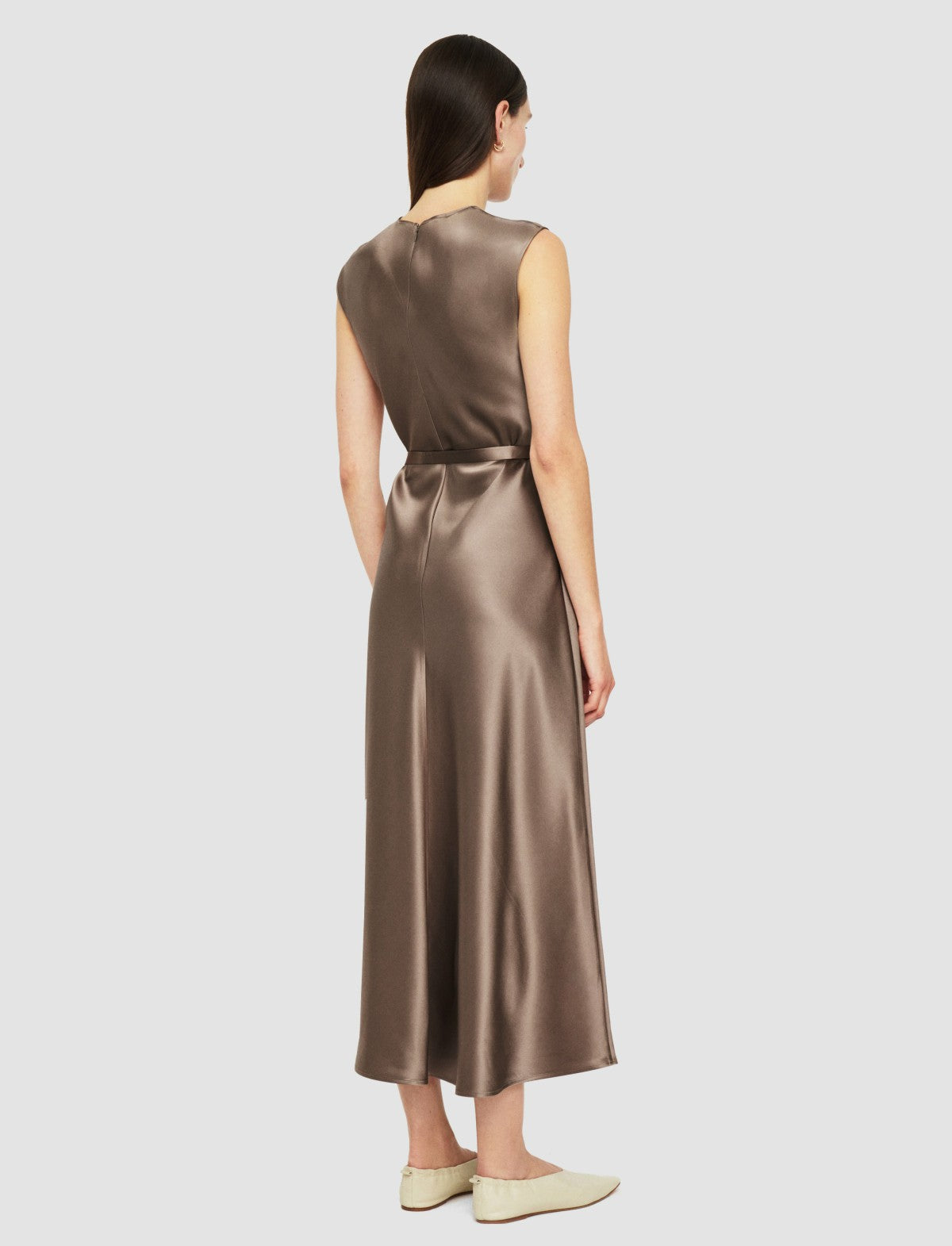 JOSEPH Fashion Women Garnier Silk Satin Dress Escargot