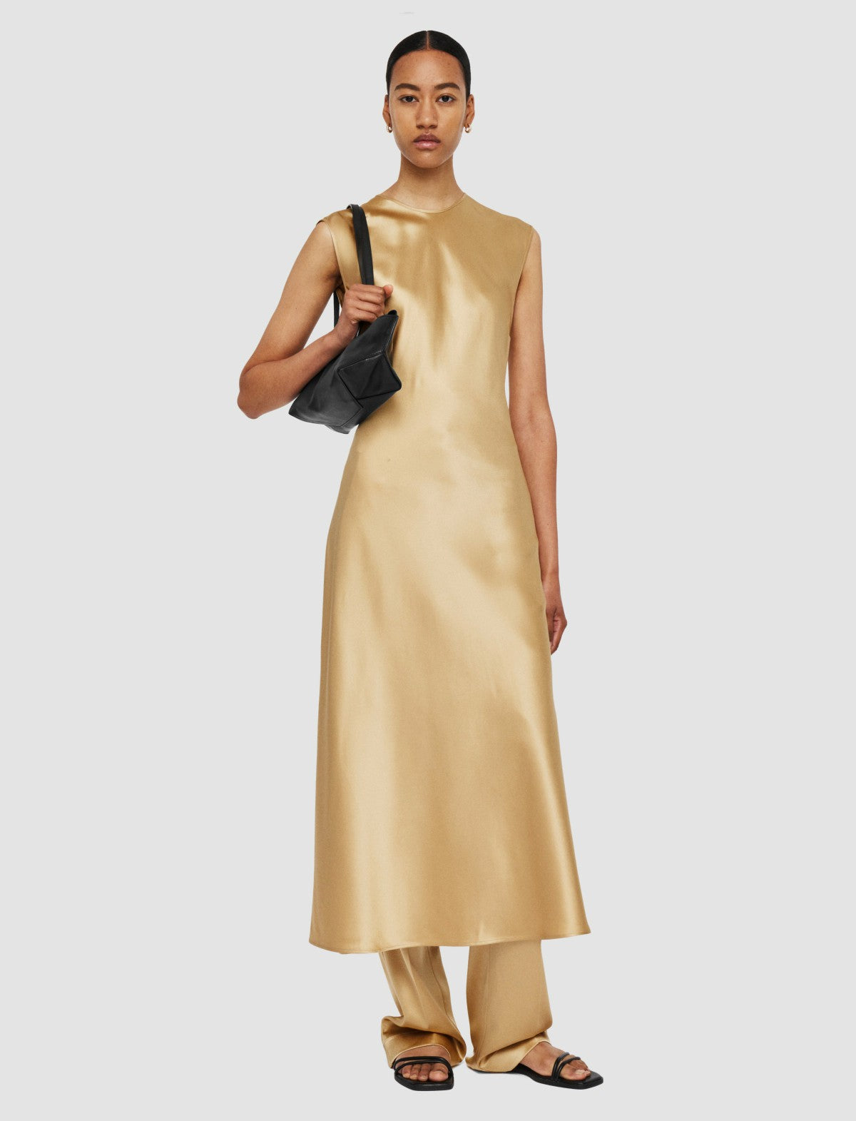 JOSEPH Fashion Women Garnier Silk Satin Dress Desert Sand