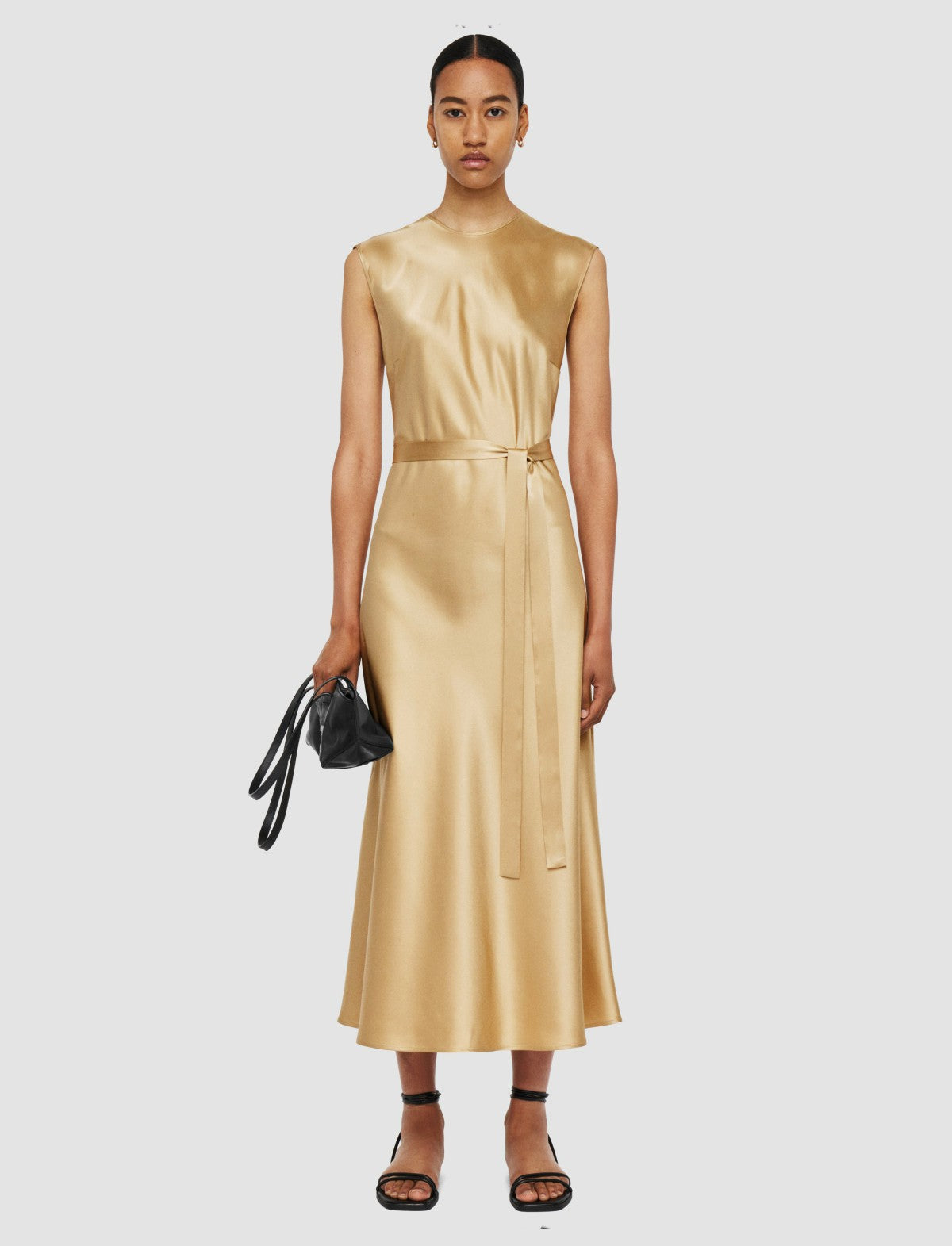 JOSEPH Fashion Women Garnier Silk Satin Dress Desert Sand