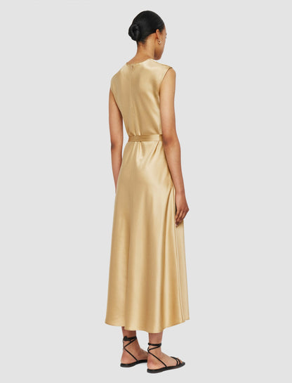 JOSEPH Fashion Women Garnier Silk Satin Dress Desert Sand