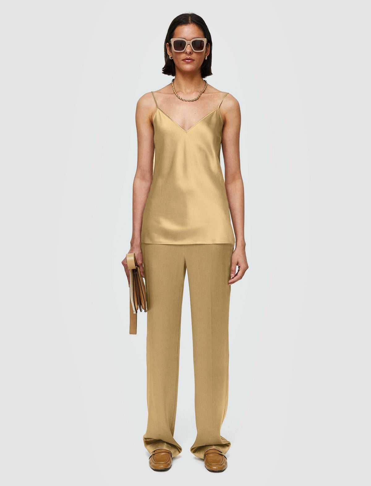 JOSEPH Fashion Women Clea Silk Satin Camisole Desert Sand