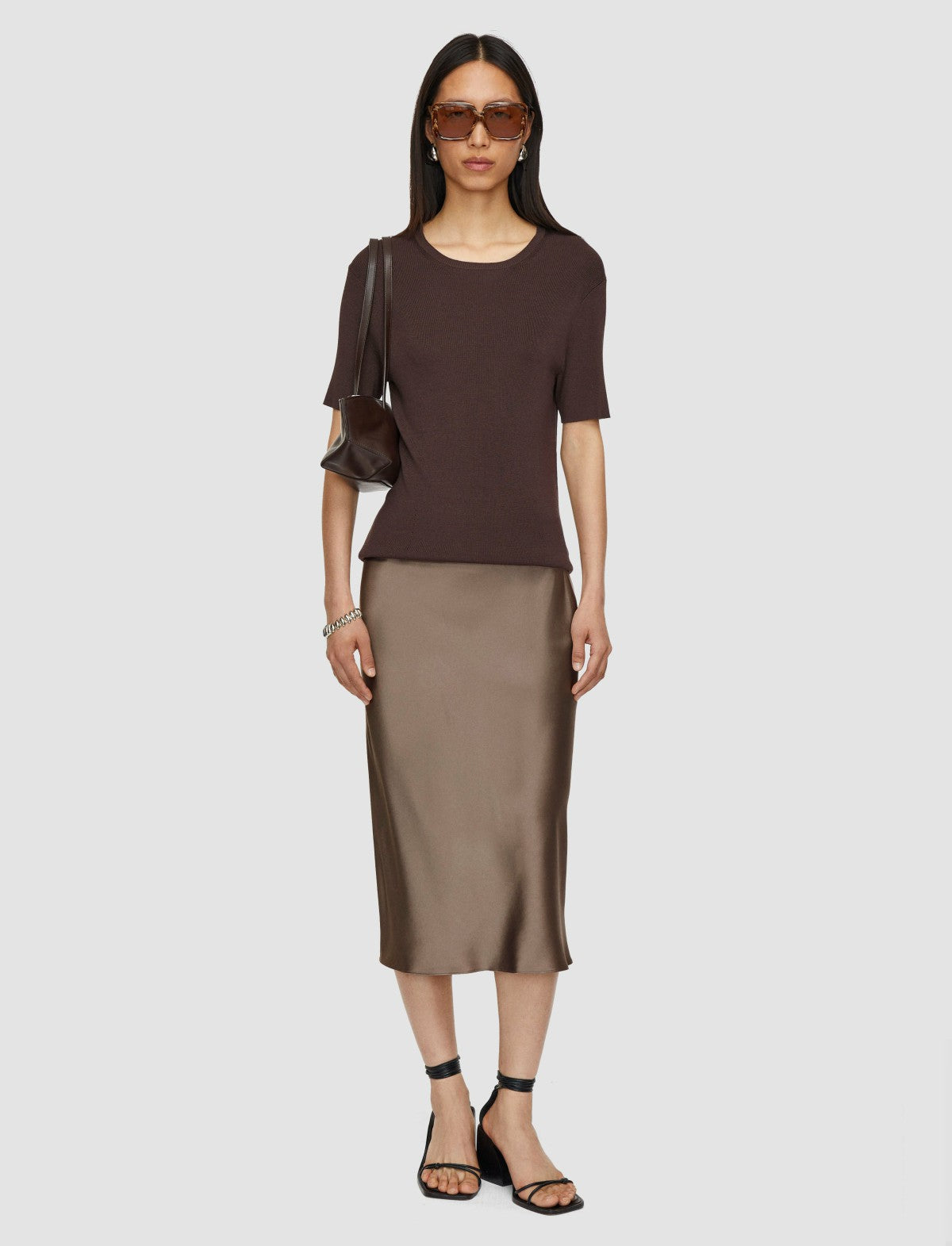 JOSEPH Fashion Women Isaak Silk Satin Skirt Escargot