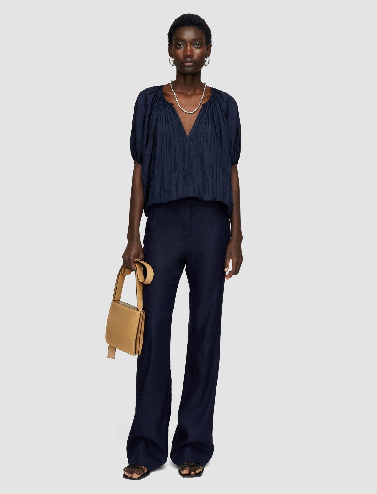 JOSEPH Fashion Women Briela Habotai Silk Blouse Navy