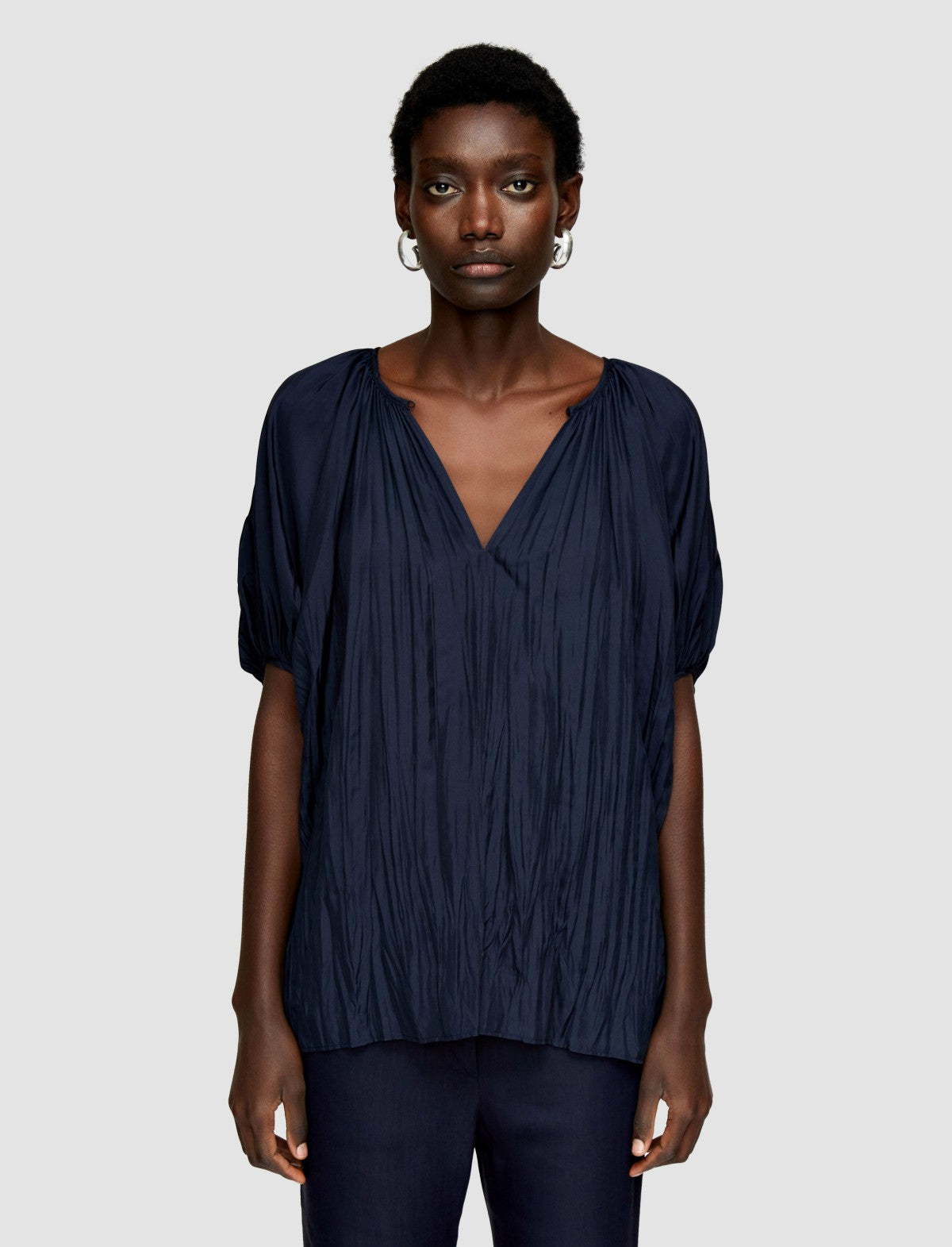 JOSEPH Fashion Women Briela Habotai Silk Blouse Navy