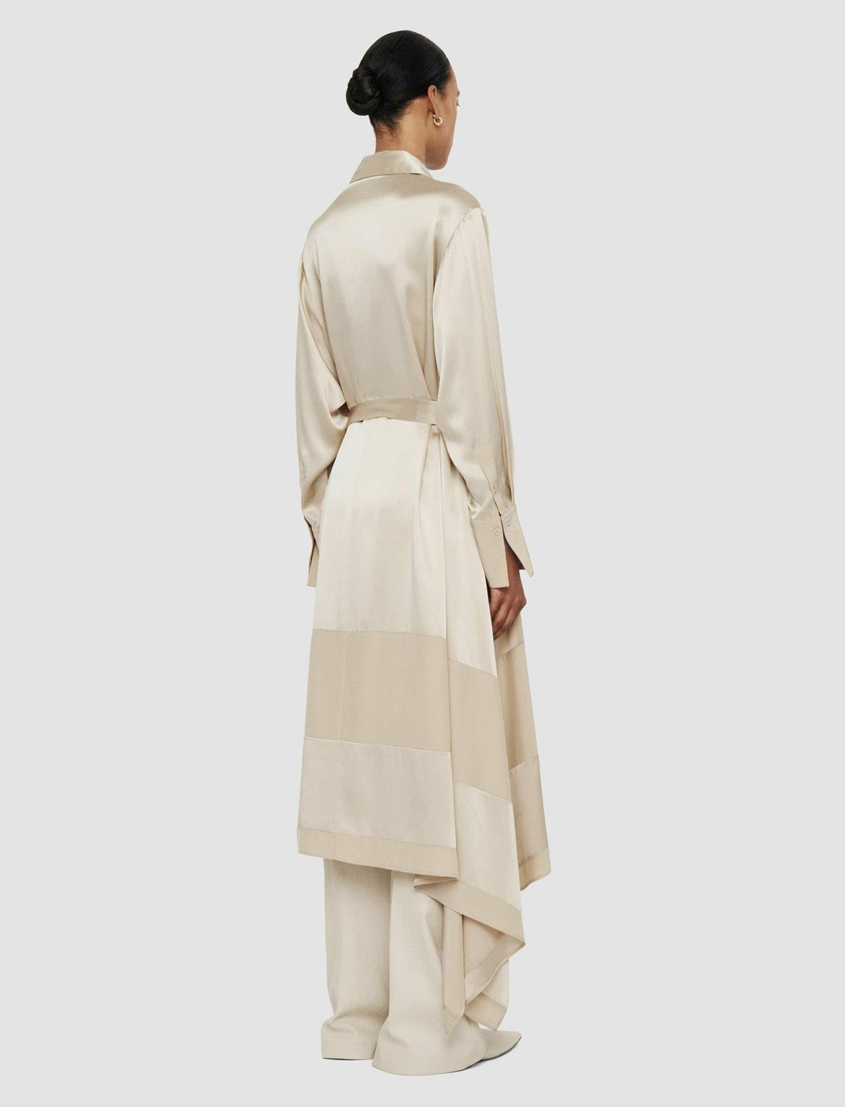 JOSEPH Fashion Women Cyprien Shiny Matte Satin Dress Quail