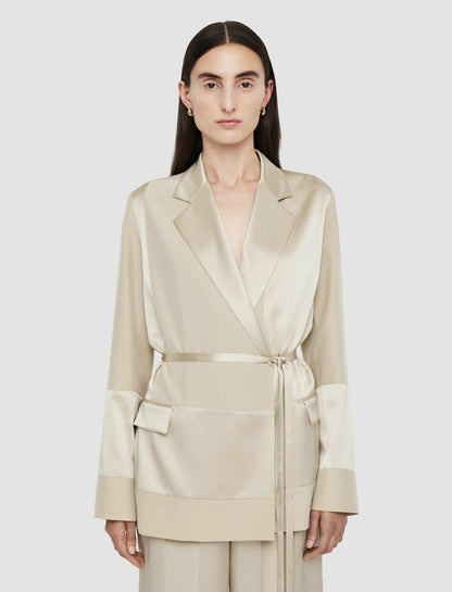 JOSEPH Fashion Women Amelia Shiny Matte Satin Jacket Quail